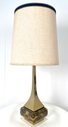 Mid Century Modern Table Lamp Ceramic And Brass Body