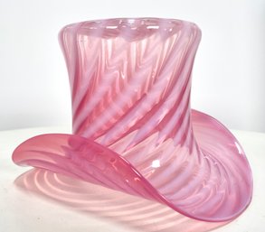 Vintage Pink Cranberry Glass Top Hat