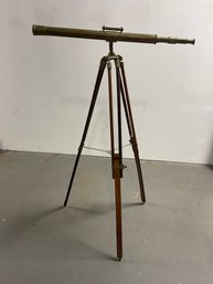 Vintage Decorative Brass & Wood Telescope