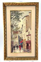Mid Century Modern R. BESSIER Parisian Street Scene Oil Painting On Canvas 30 3signed