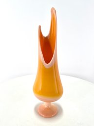 Mid Century Modern LE SMITH Bittersweet Pedestal Glass Swung Vase