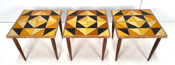 Vintage 1960s Multi-colored Glass Top Stacking Tables