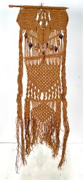 Vintage Macrame Wall Hanging With Wood Beads