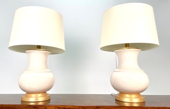 Pair Visual Comfort Deauville 30' Table Lamps By Chapman & Myers - Crackle Glaze