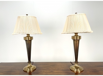 Pair Contemporary Wildwood Brass Tall Lamps