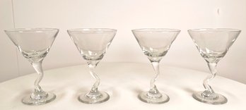 Vintage Set Of 4 Libbey Martini Glasses Bent Stem