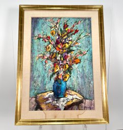 Mid Century Large HARRY SHOULBERG American Modernist Floral Still Life, Signed & Framed.