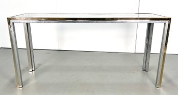 Vintage 1970s Brass, Chrome & Glass Console Table