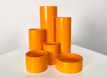 Vintage  Modern 'Platignum UK' Orange Plastic Desktop Organizer