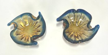 Mid Century Pair MURANO Glass Decorative Bowls