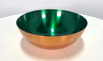 Mid Century Modern Odel Kobber Green Enamel & Copper Bowl NORWAY