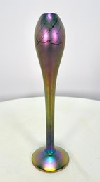 Vintage 1990 Steven Maslach Iridescent Art Glass Vase
