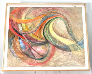 Large Vintage Modern Art Mixed Media Painting BERNYCE ALPERT WINICK