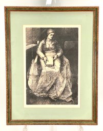 Vintage Numbered Print Of Woman With Book, Signed.