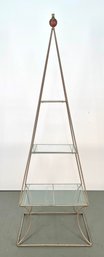 MCM Metal & Glass Obelisk Shape Shelf Unit
