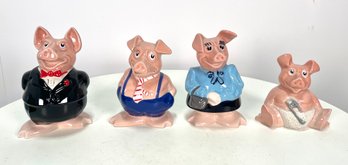 Vintage WADE England Pigs Banks - Group Of 4