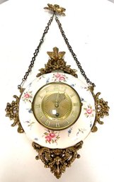 Antique Porcelain & Brass Wall Clock