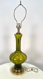 Mid Century Green Glass Table Lamp