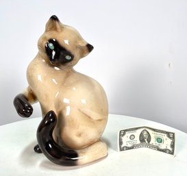 Large Vintage Ceramic Siamese Cat, Made In ITALY
