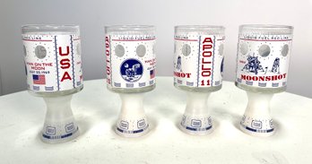 Set Of 4 Vintage 1969 Apollo II Man On The Moon 1969 Barware Glasses