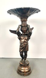 LARGE Vintage Metal Cherub Figural Statue - Over 3 Feet Tall!