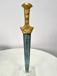 Handmade Bronze / 24K Gold Sheets ' Minoan Dagger Of The Neopalatial Period ' Replica