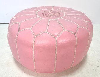 Light Pink Moroccan Leather Pouf
