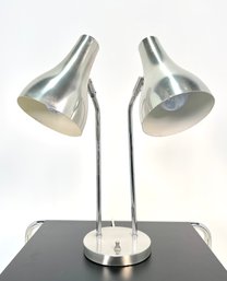 Vintage Chrome Double Headed Table Lamp Adjustable
