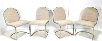 Set Of 4 Vintage 1970s Cantilever Chairs In The Style Of Milo Baughman