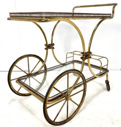 Mid Century Vintage 2 Tier Brass Bar Cart