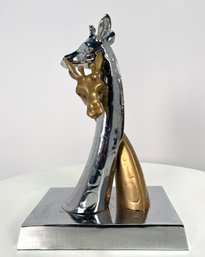 1980s Brass And Chrome Giraffe Sculpture