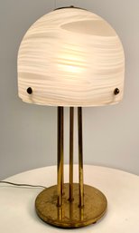Beautiful! Vintage Brass & Glass Dome Table Lamp