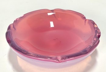 Gorgeous Mid Century Modern Pink MURANO Art Glass Bowl