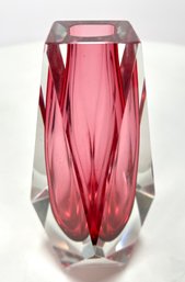 Beautiful Mid Century Modern Faceted MURANO Art Glass Vase