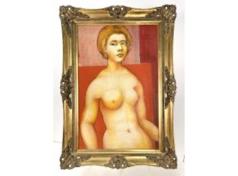 Vintage Nude Woman Oil Painting On Board, Signed And Dated By Artist