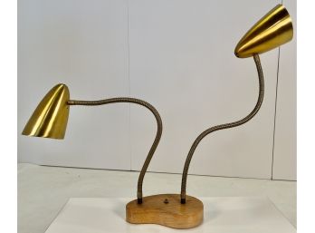 Mid Century Modern MCM Table Or Desk Lamp With Brass Bullet Shades