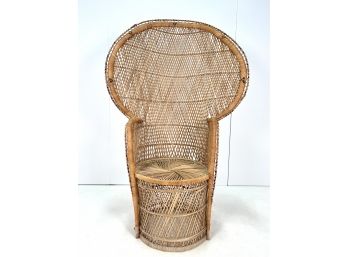 Vintage 1970s Rattan Peacock Fan Back Emmanuelle Chair