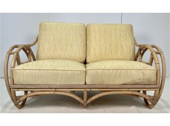 Vintage Mid Century Bamboo Rattan 2 Seat Sofa By White Craft Furniture Miami Florida