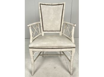 Vintage 1970s Hollywood Regency Style Tall Faux Bamboo Armchair