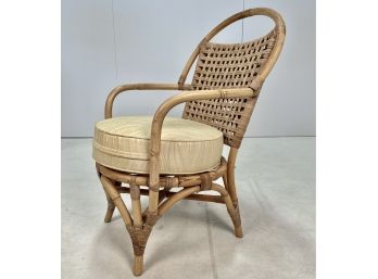 Vintage Mid Century Rattan Armchair Made By White Craft Furniture Miami Florida
