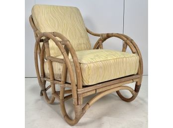 Vintage Mid Century Rattan Bamboo Lounge Chair Made By White Craft Miami Florida