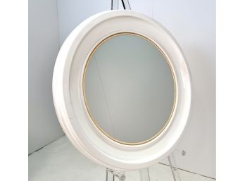 1970s Vintage Round SALC Cantu Italy White Plastic Mirror