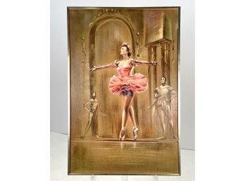 Vintage Ballerina Ballet Dancers Oil Painting On Canvas, Framed & Signed