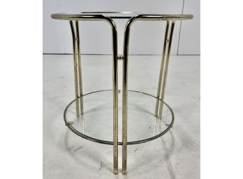 1970s Brass And Glass 2 Tier Circular Side Table
