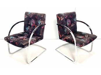AMAZING Pair Of 1970s Vintage Chrome Cantilever Arched Chairs Attributed To Milo Baughman