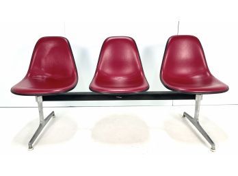 WOW!! Mid Century Modern Charles Eames For Herman Miller 3 Seat Shell Chair Tandem Bench