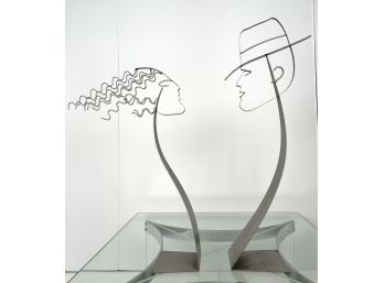 C. Jere Modernist Metalwork Sculptures Signed By Artist Man / Woman