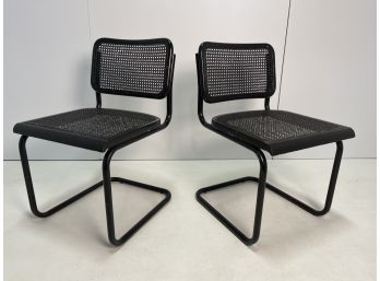 Vintage Marcel Breuer Cesca Style Black Cane Chairs