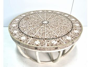 THE CUTEST Vintage Rattan & Tile Coffee Table