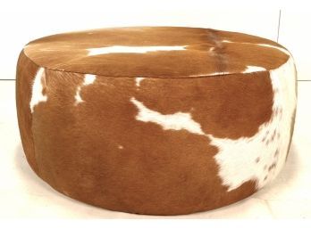 Contemporary Vintage Room & Board Large Cowhide Ottoman